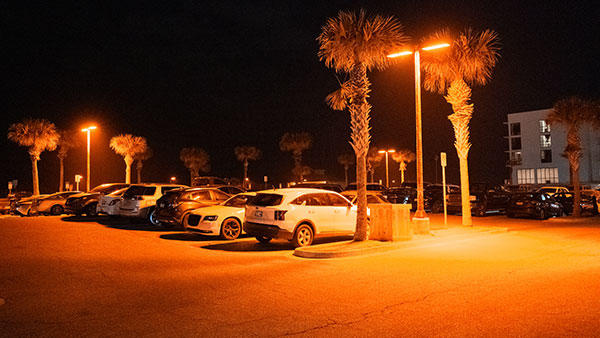 Sea turtle friendly parking lot lights in Jacksonville, FL. 